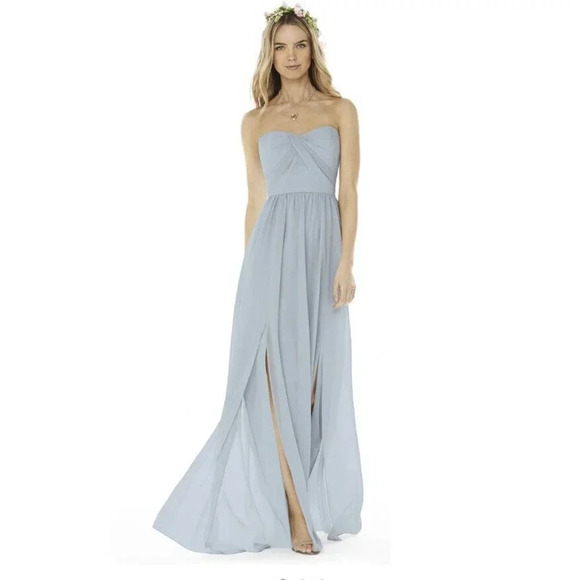 SOCIAL BRIDESMAIDS Strapless Formal Gown Chiffon  Nude Bridesmaid Women’s Sz 8 - Picture 1 of 8